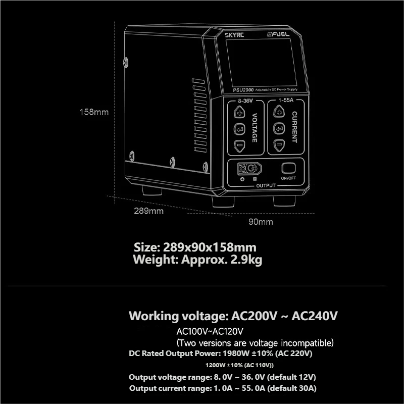 SKYRC PSU2000 1980W Verstelbar - Drone Switch Rc recensie en prijs